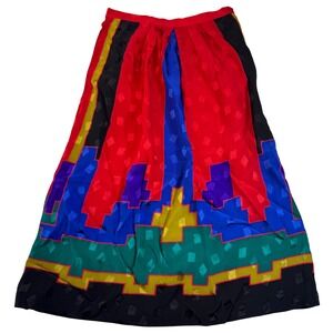 Y2K UMI COLLECTIONS 100% Silk Colorblock Whimsical Skirt Size 8 Festival Rave